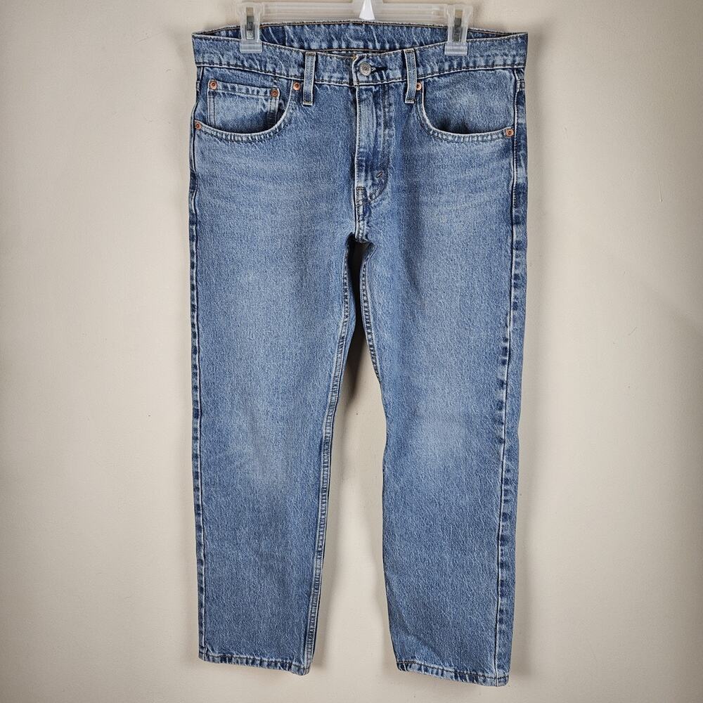Levis 502 Jeans Mens 32x30 FIT 32X28 Blue Denim Tapered Leg Mid Rise Stretch